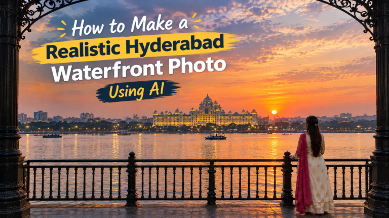 Realistic Hyderabad Waterfront AI Photo Prompt 2026