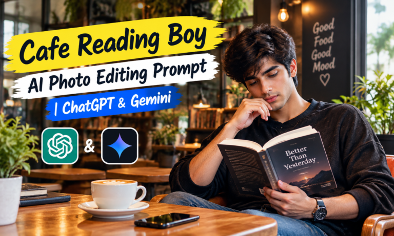 Aesthetic Cafe Reading Boy AI Photo Prompt | ChatGPT & Gemini